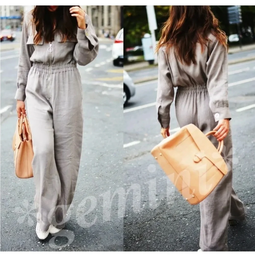 ZARA Studio Canvas Linen Utility Jumpsuit XS BLOGGER FAVORITE